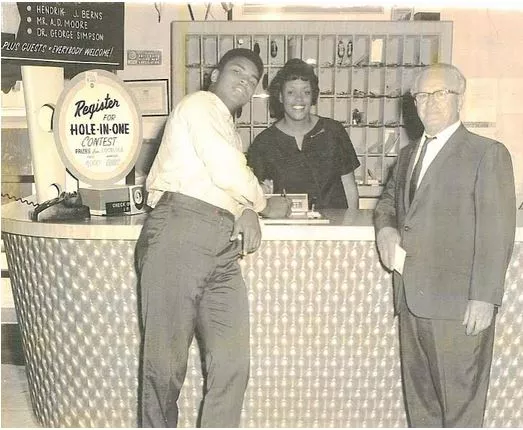Cassius Clay at the Hampton House after his 1964 heavyweight championship victory over Sonny Liston. - PHOTO COURTESY OF HISTORIC HAMPTON HOUSE CULTURAL CENTER