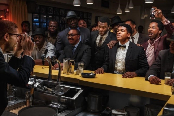 The iconic lunch counter scene from One Night in Miami - PHOTO COURTESY OF AMAZON STUDIOS