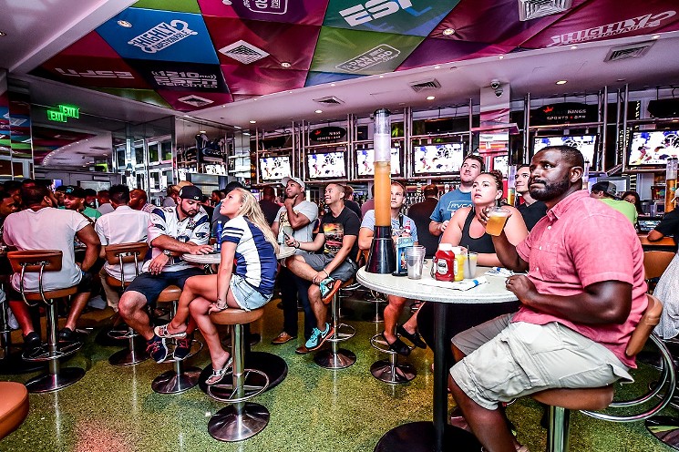 A (formerly) familiar scene: Crowds, drinks, and football at the Clevelander. - PHOTO COURTESY OF THE CLEVELANDER