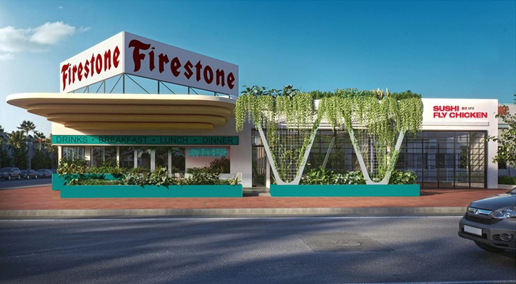 Firestone Garage will open on Alton Road in Miami Beach. - RENDERING COURTESY OF GROOT HOSPITALITY/CARMA CONNECTED