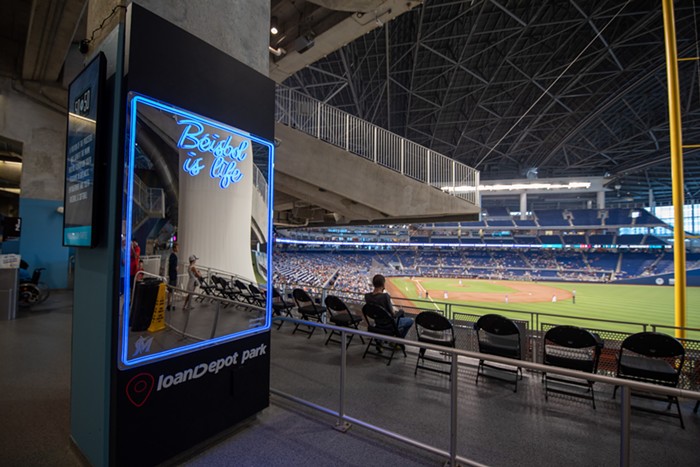 Multiple installations allow fans to document their trip to the ballpark in a unique, flashy, and, well, extremely Miami way. - PHOTO COURTESY OF MIAMI MARLINS