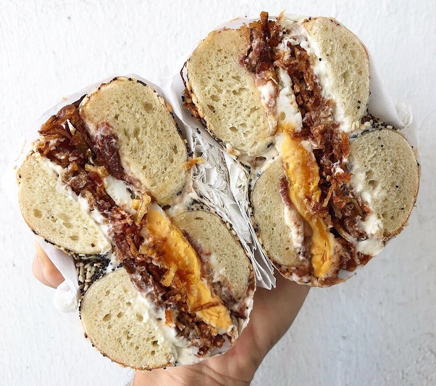 The "King Guava" is among the most popular bagel sandwiches at El Bagel. - PHOTO COURTESY OF EL BAGEL