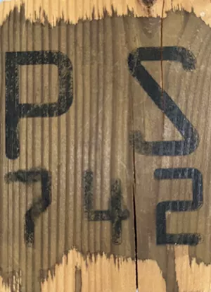 One of the wood block paintings Carlos Suarez de Jesus made for friends of the PS 742 performance space (click image for full-size version) - PHOTO COURTESY OF SUSAN CARABALLO