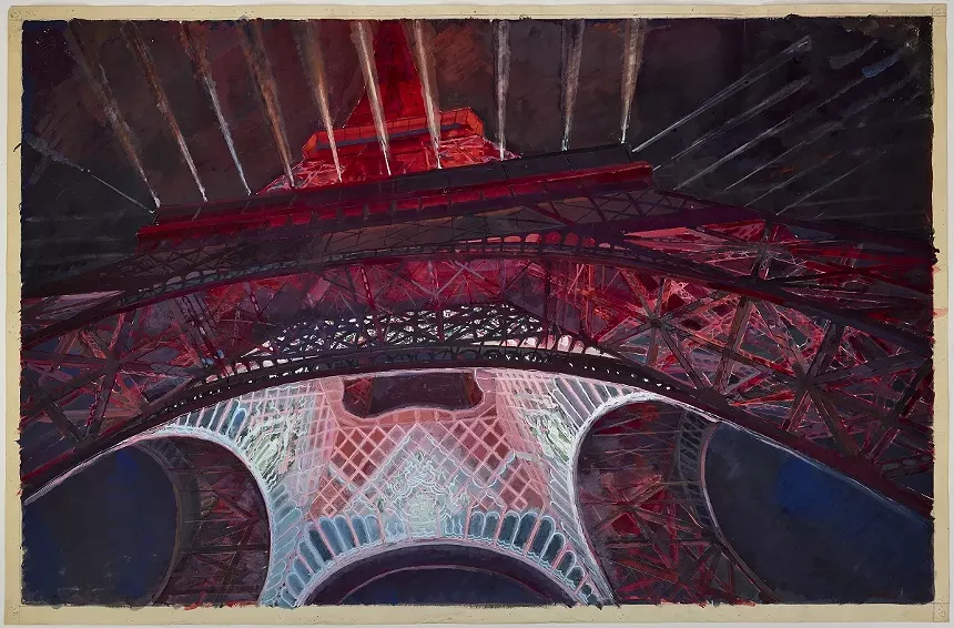 The Eiffel Tower, created for the 1889 Paris Exposition Universelle, was the tallest structure in the world at one point. This drawing study from 1937 is by Andre Grenet, who was married to the granddaughter of Gustave Eiffel. - PHOTO BY LYNTON GARDINER