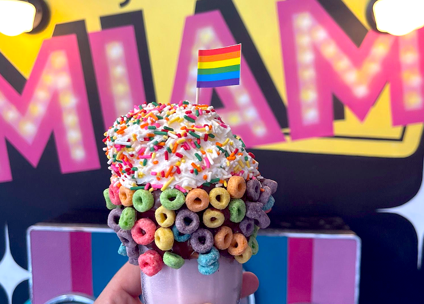 Miami Diner celebrates Miami Beach Pride week with a special Strawberry Rainbow milkshake and Tipsy Trivia. - PHOTO COURTESY OF MIAMI DINER