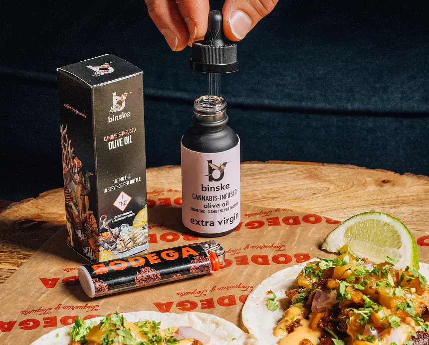 Bodega celebrates 4/20 with its "Puff, Puff, Pastor" CBD-infused taco. - PHOTO COURTESY OF BODEGA