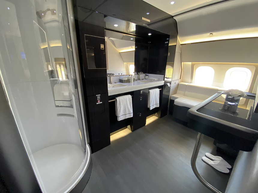 One of the two showers on Ruiz's plane - PHOTO BY JOSHUA CEBALLOS