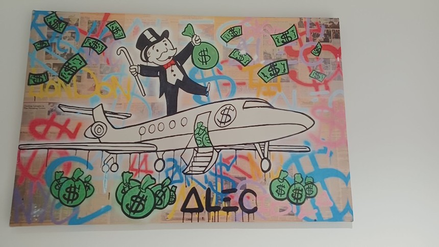 A painting in the toilets of VIP Completions' private hangar and office.  - PHOTO BY JOSHUA CEBALLOS