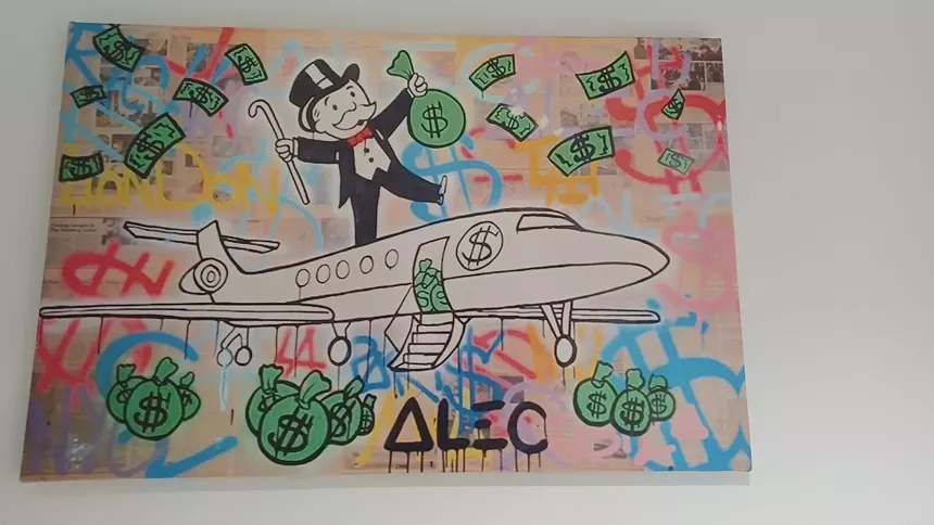 A painting in the toilets of VIP Completions' private hangar and office. - PHOTO BY JOSHUA CEBALLOS