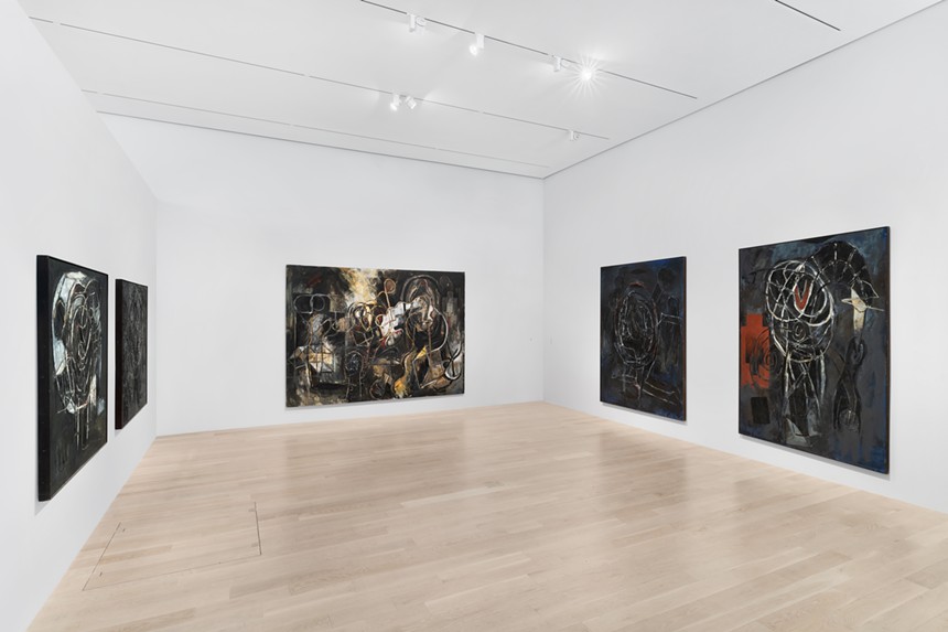 Installation view of "Carlos Alfonzo: late paintings" at the Institute of Contemporary Art, Miami.  - PHOTOGRAPH BY ZACHARY BALBER