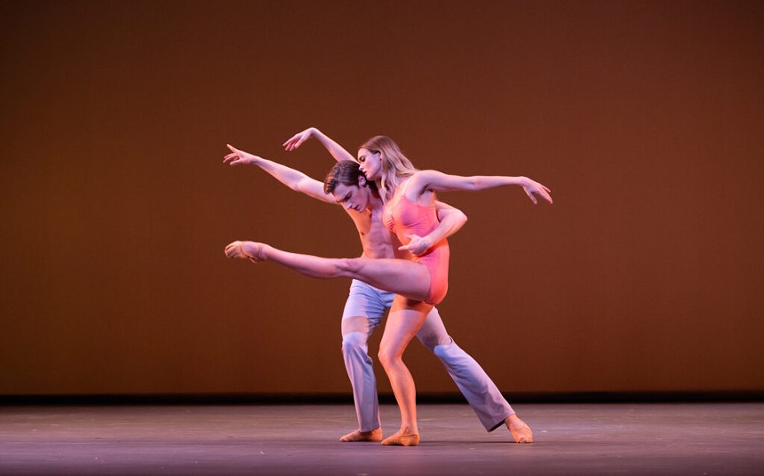 Cameron Catazaro and Hannah Fischer in Miami City Ballet’s "After the Rain." - PHOTO BY ALEXANDER IZILIAEV