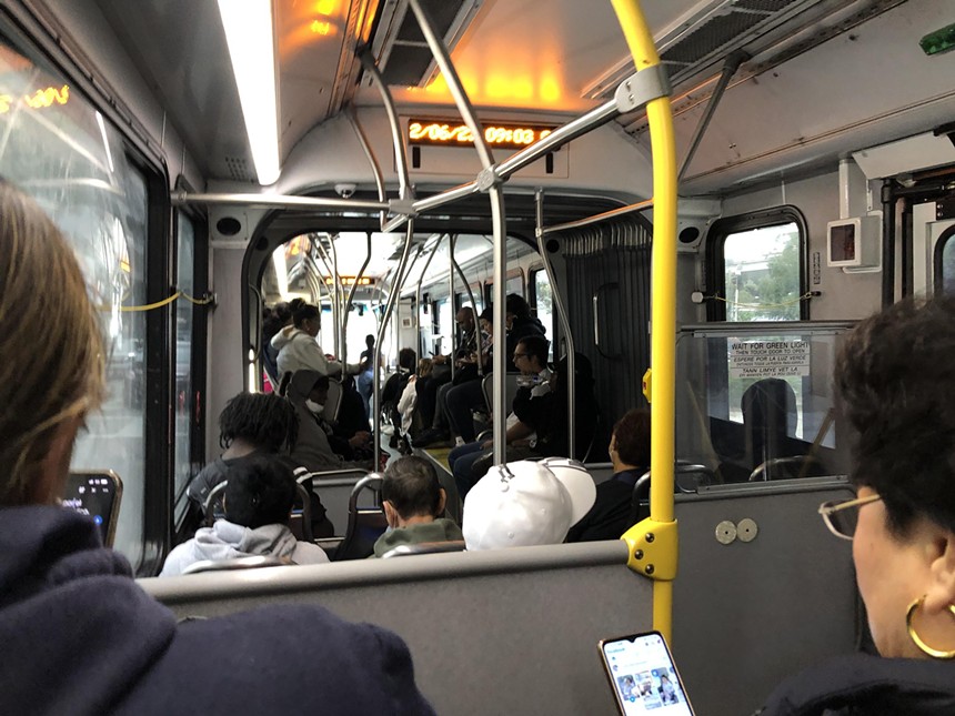 Passengers inside a bus in Miami