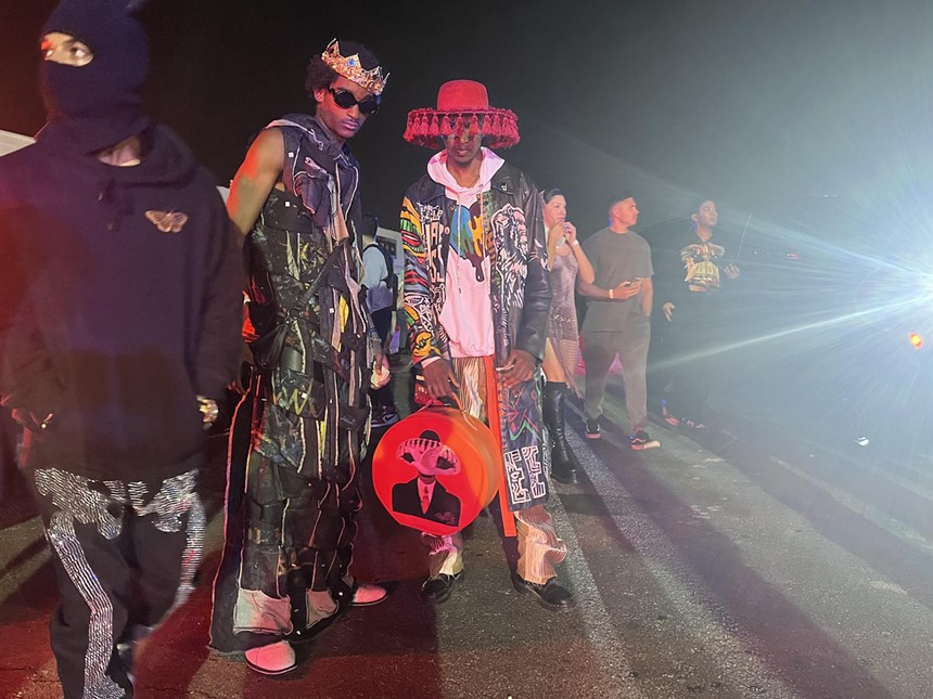 Stylish fans waiting in line for the Vultures Rave in Miami
