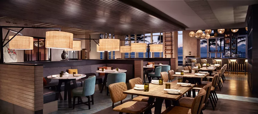 The dining room of Burlock Coast