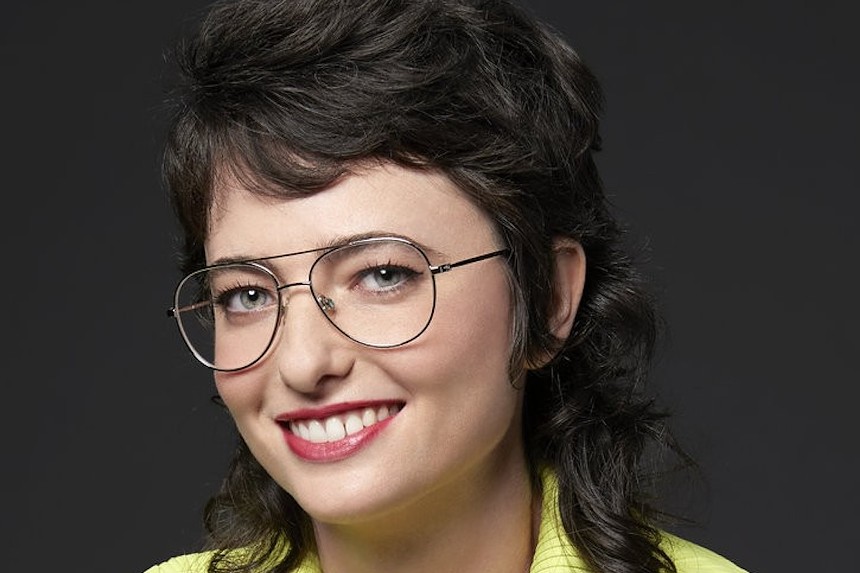 Comedian Sarah Sherman wearing glasses