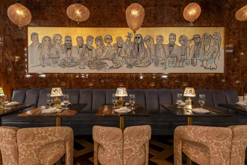 A painting in a dining room