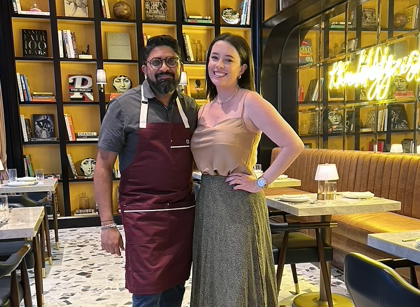 Two people posing for a photo
