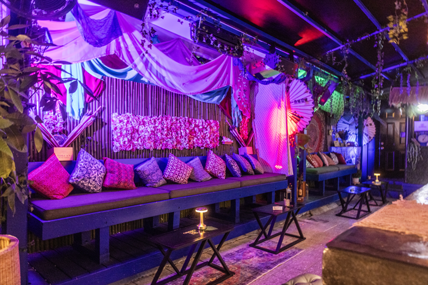 A purple room.