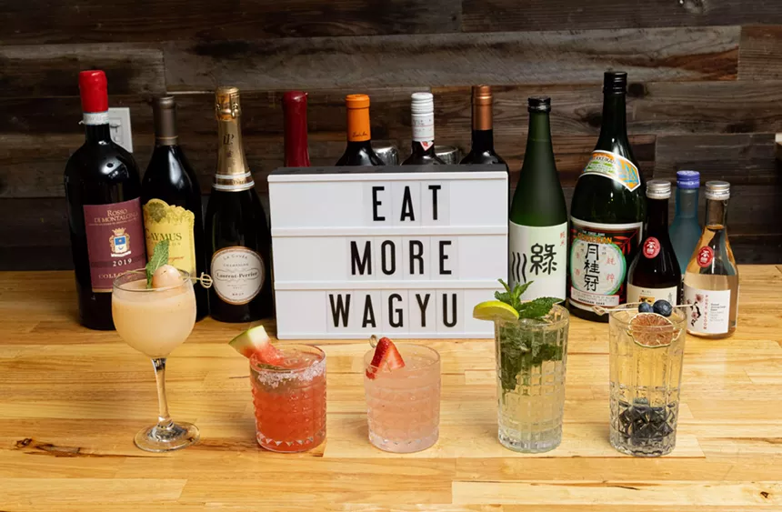 A row of cocktails