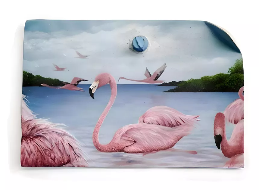 Painting of flamingos