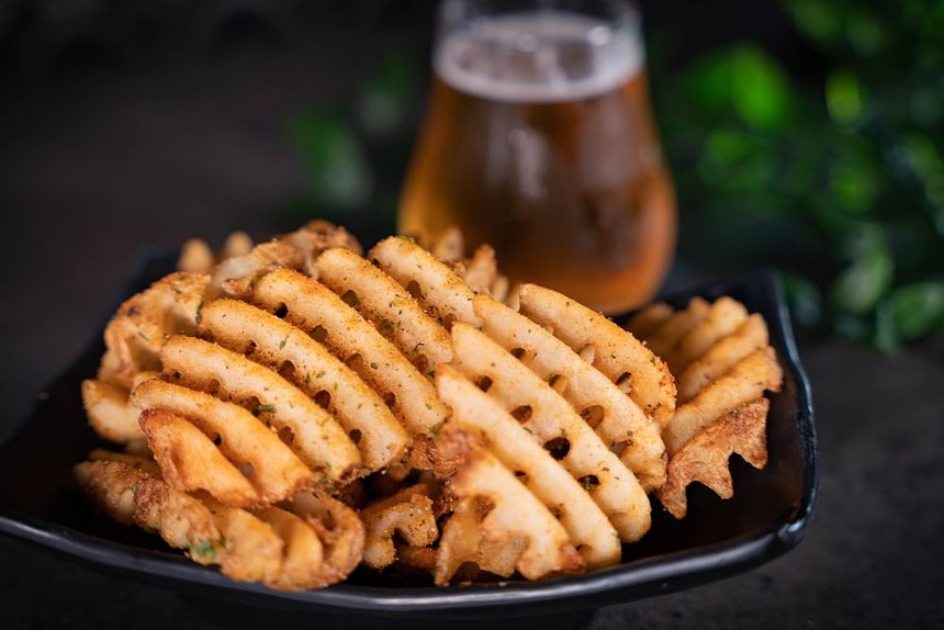 waffle fries and beer