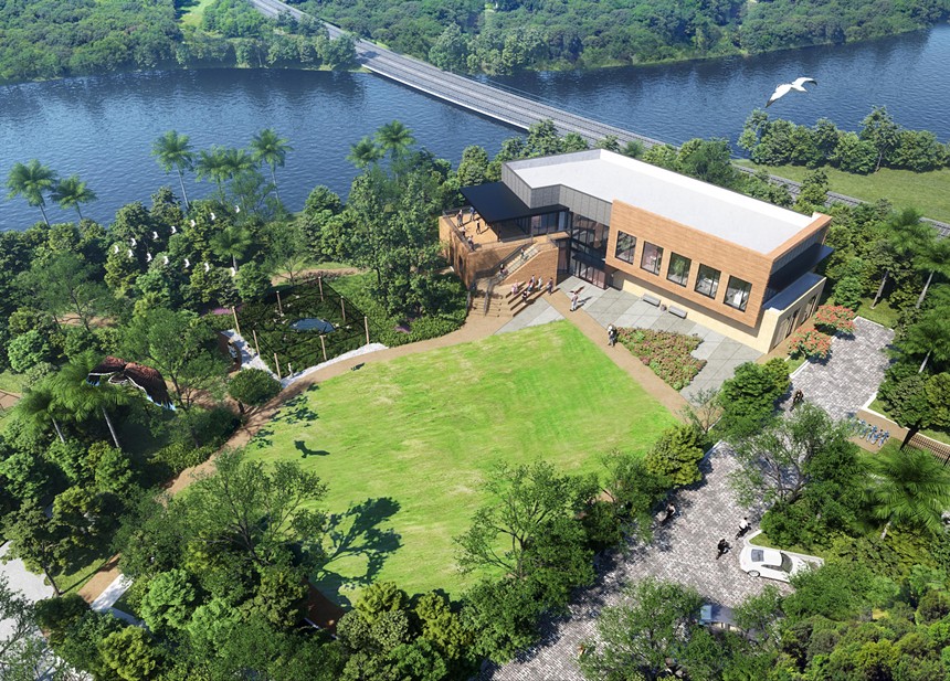 Aerial view of the Pelican Harbor Seabird Station