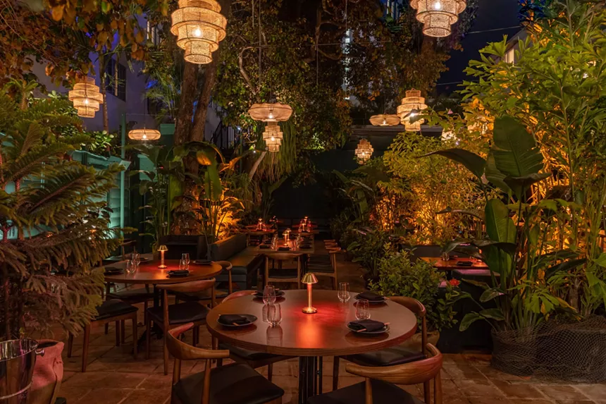 Dimly lit Baoli dining room