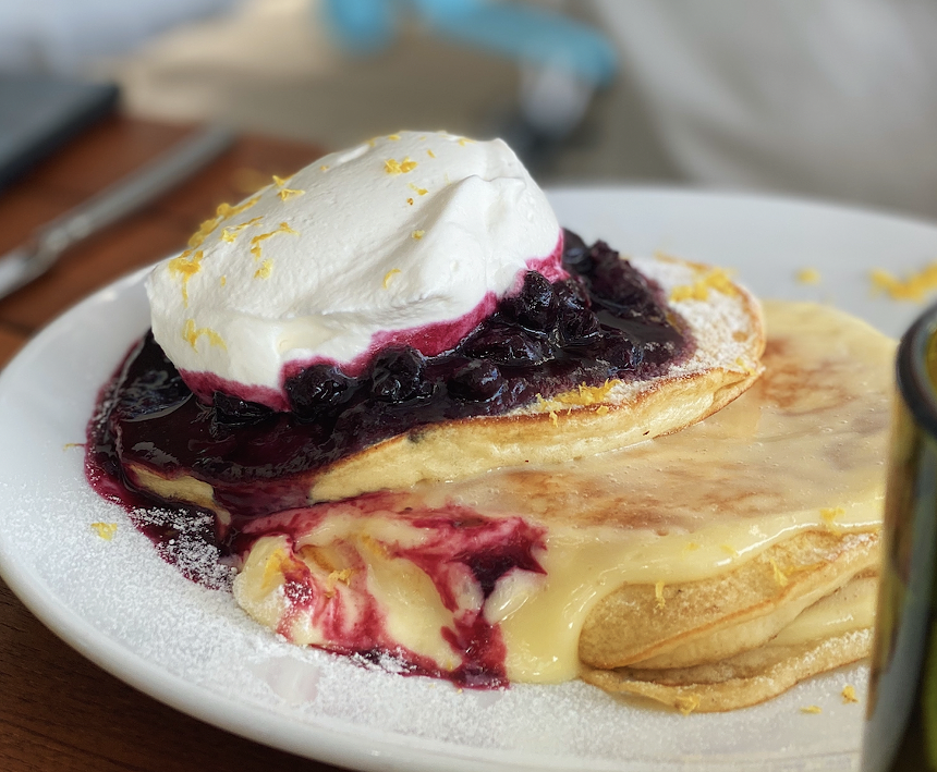 Pancakes and jam on a plate