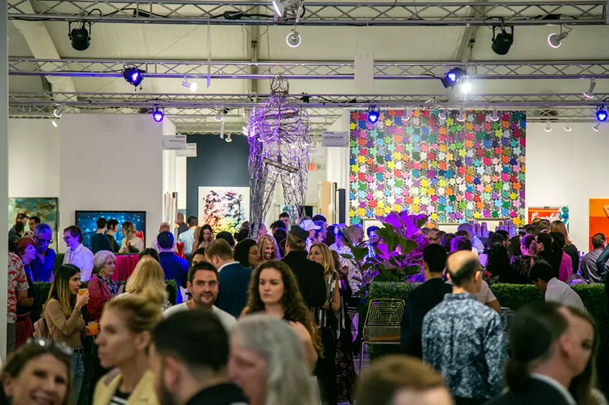 The crowds inside the tent at Art Wynwood