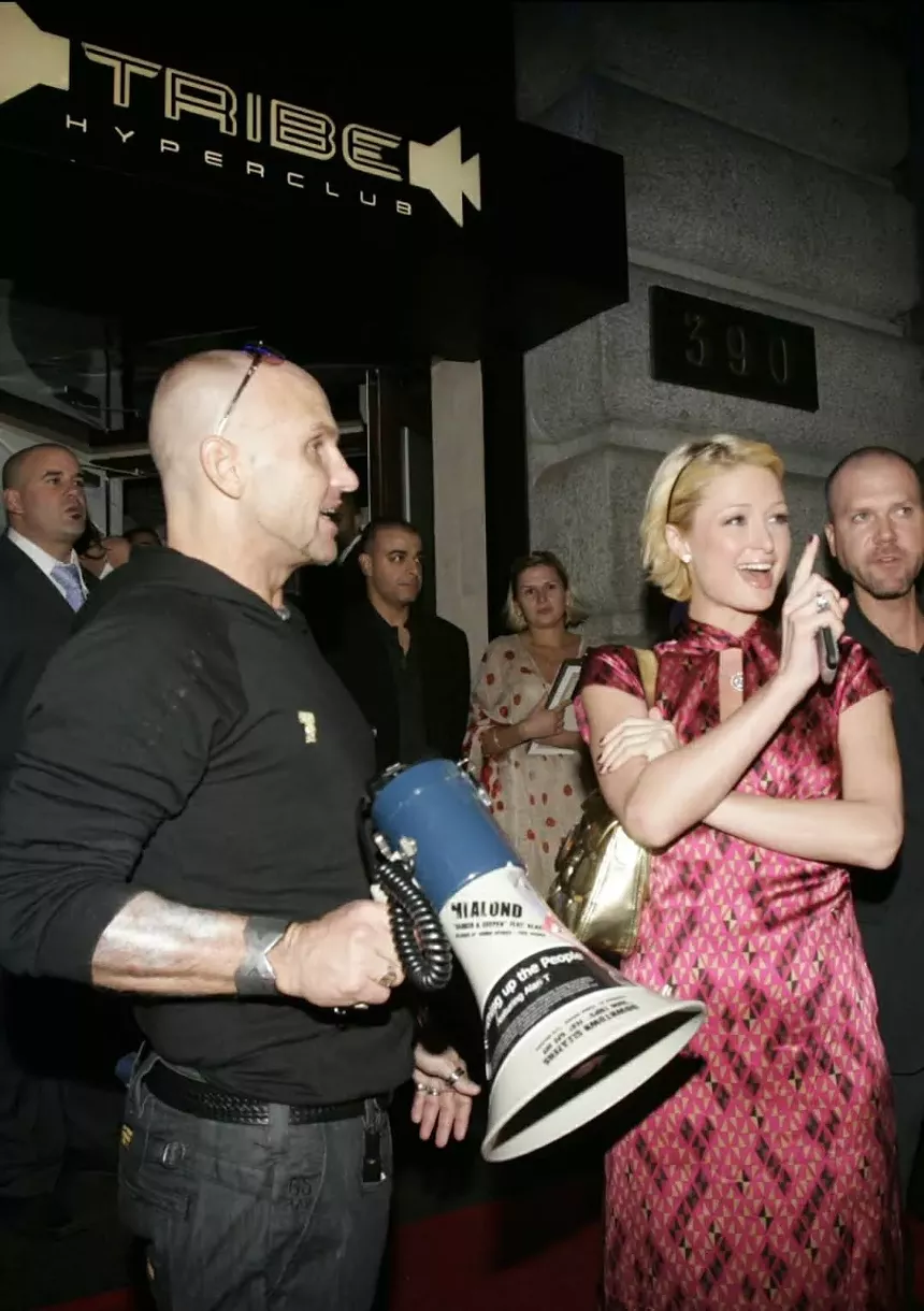 Alan T and Paris Hilton outside Tribe Hyperclub in Montreal