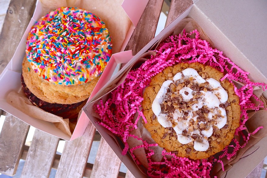 Boxed of cookies with pink confetti