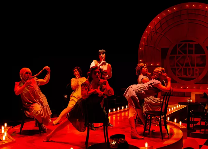 Connor Walton, Lauren Horgan, Sara Grant, Lindsey Corey, Nate Promkul, and Casey Sacco in Cabaret