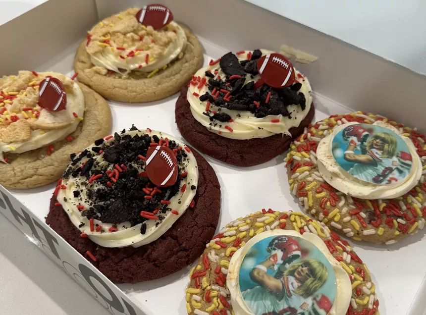 Cookies with toppings in a box