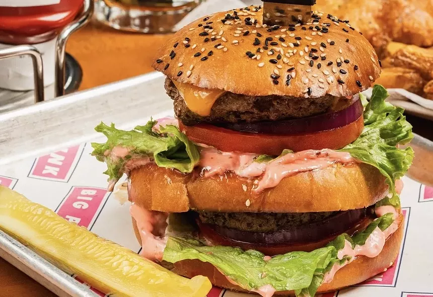A burger on a plate