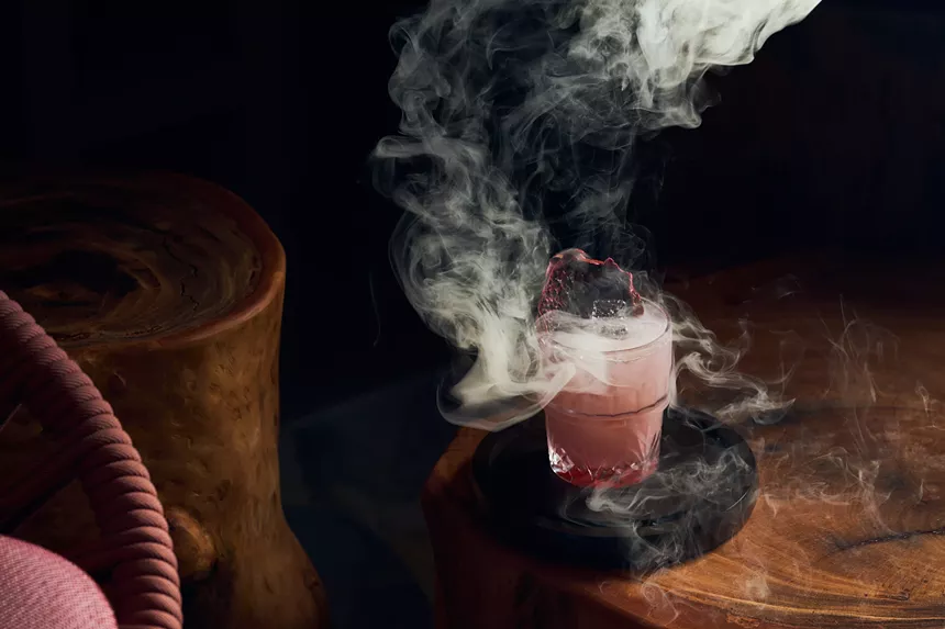 A cocktail with smoke