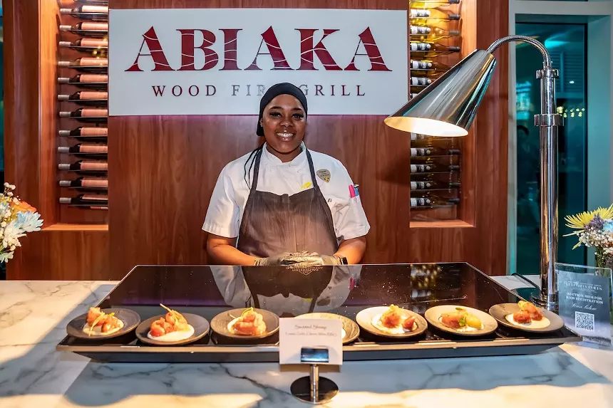 A woman cooking
