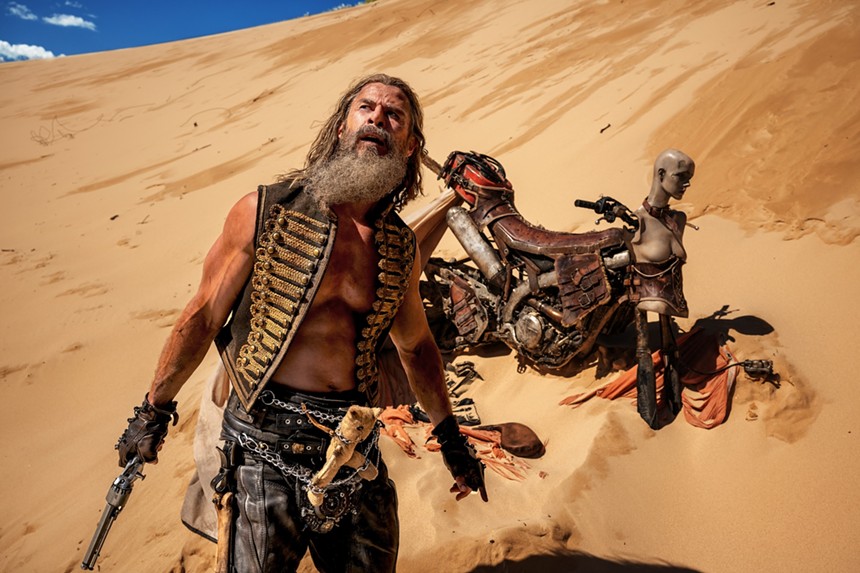 A still of Chris Hemsworth as his character in Furiosa