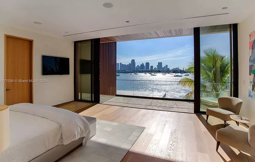 one of eight bedrooms in 428 S. Hibiscus Dr., designed by Ralph Choeff and built in 2017 on Hibiscus Island, Miami Beach
