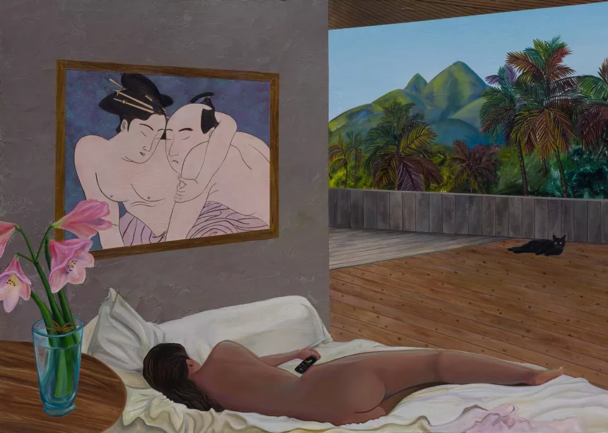 Painting of a woman on a bed by Manuela Corji