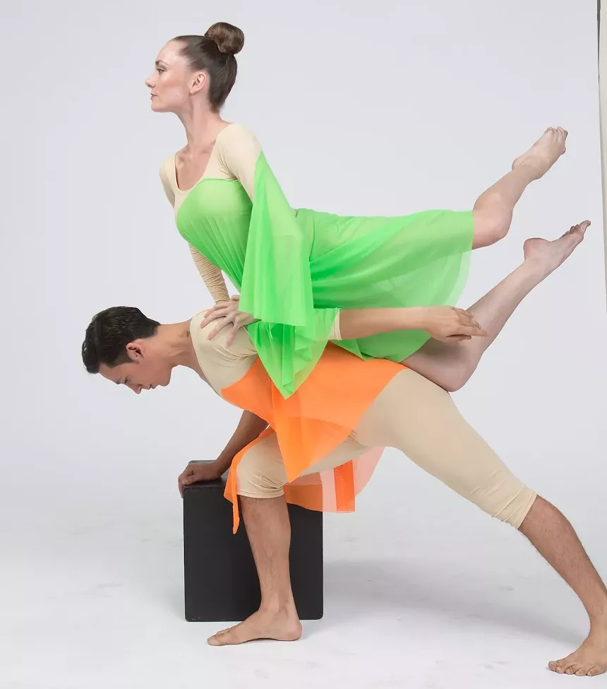 Jenny Hegarty leaping on Dariel Milan's back in "Pop"