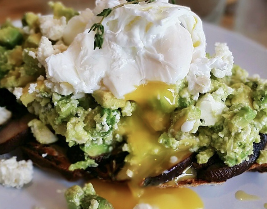 An avocado toast with toppings