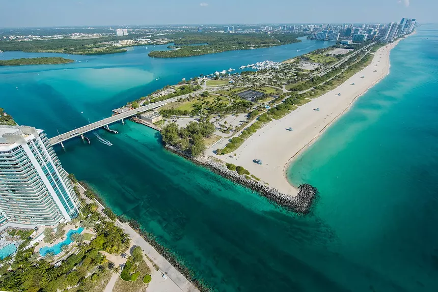 Aerial view of Haulover Beach