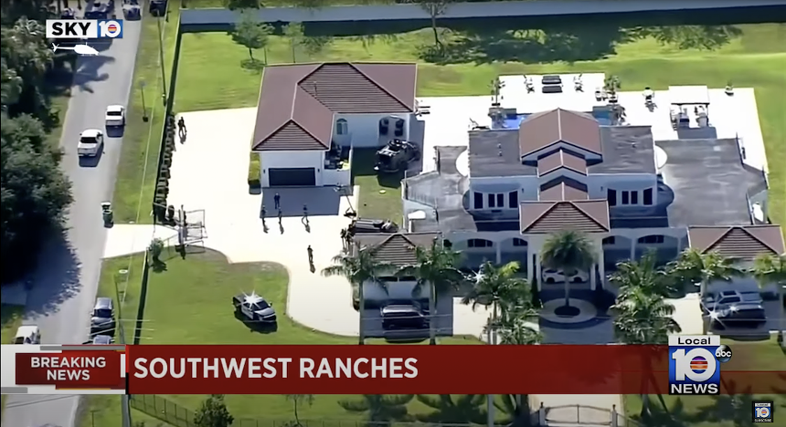 Aerial view of rapper Sean Kingston's Southwest Ranches mansion