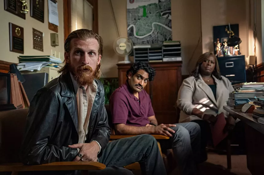 Still of Austin Amelio, Sanjay Rao, and Retta in Hit Man
