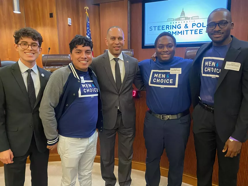 Men4Choice fellows meet with House of Representatives Minority Leader Hakeem Jeffries.