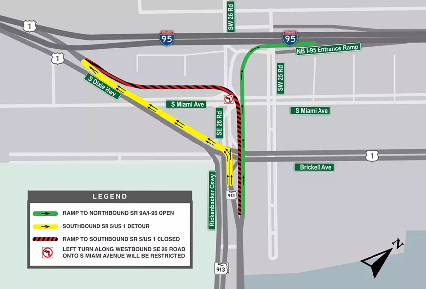 Rickenbacker Causeway southbound closure