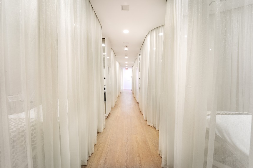 Long corridor at Silver Mirror Facial Bar