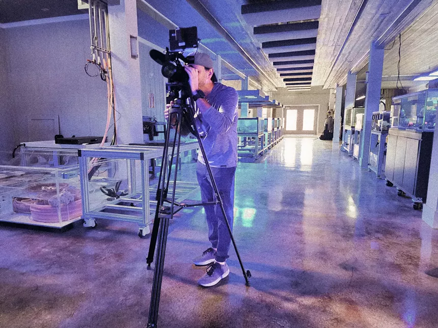 Derick Walker filming for With & Without: A Coral Story