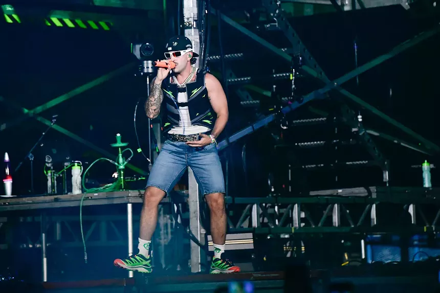 Feid on stage at Hard Rock Stadium