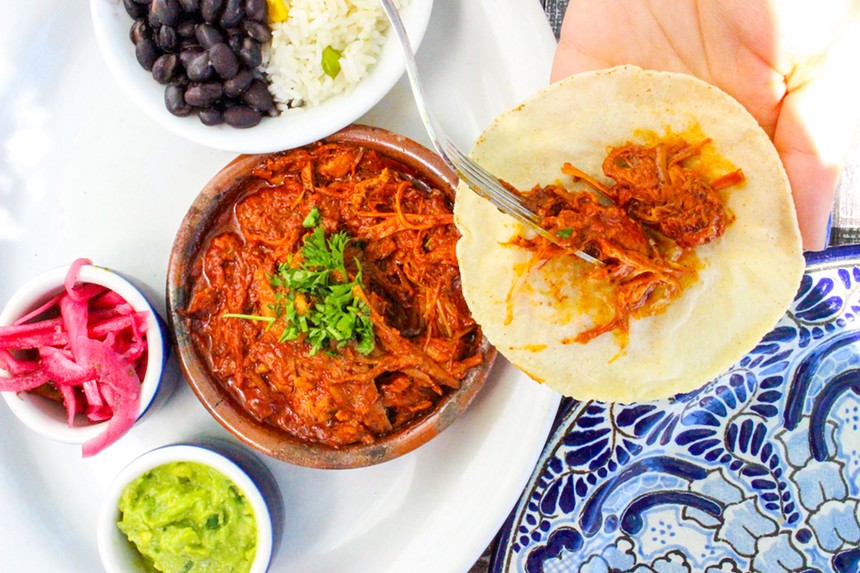 a Mexican dish on a white plate